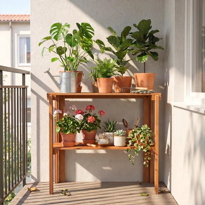 Three Tier Folding Shelf for Entryway and Garden