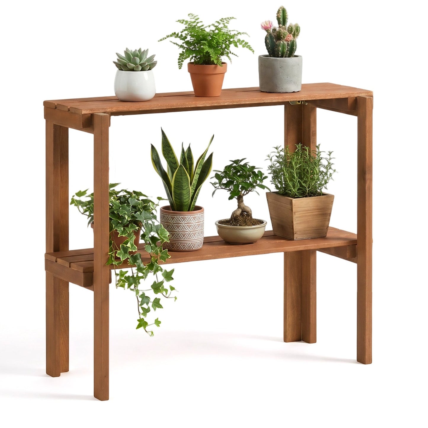 Three Tier Folding Shelf for Entryway and Garden