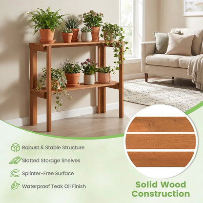 Three Tier Folding Shelf for Entryway and Garden