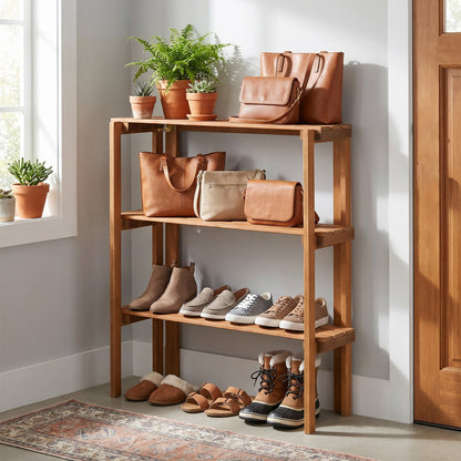 Three Tier Folding Shelf for Entryway and Garden