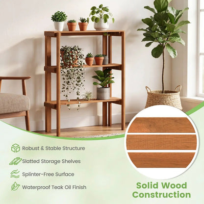 Three Tier Folding Shelf for Entryway and Garden