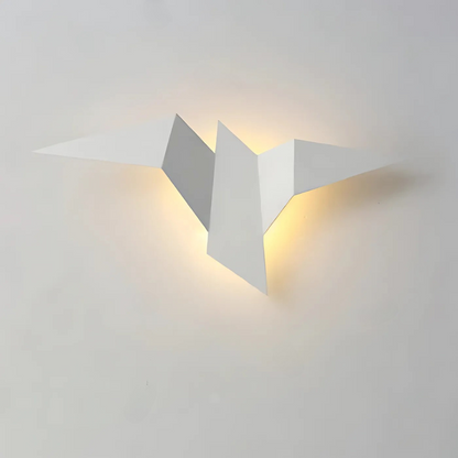 Origami LED wall lamp white metal panels with warm backlit glow on Tampa Home & Garden Store
