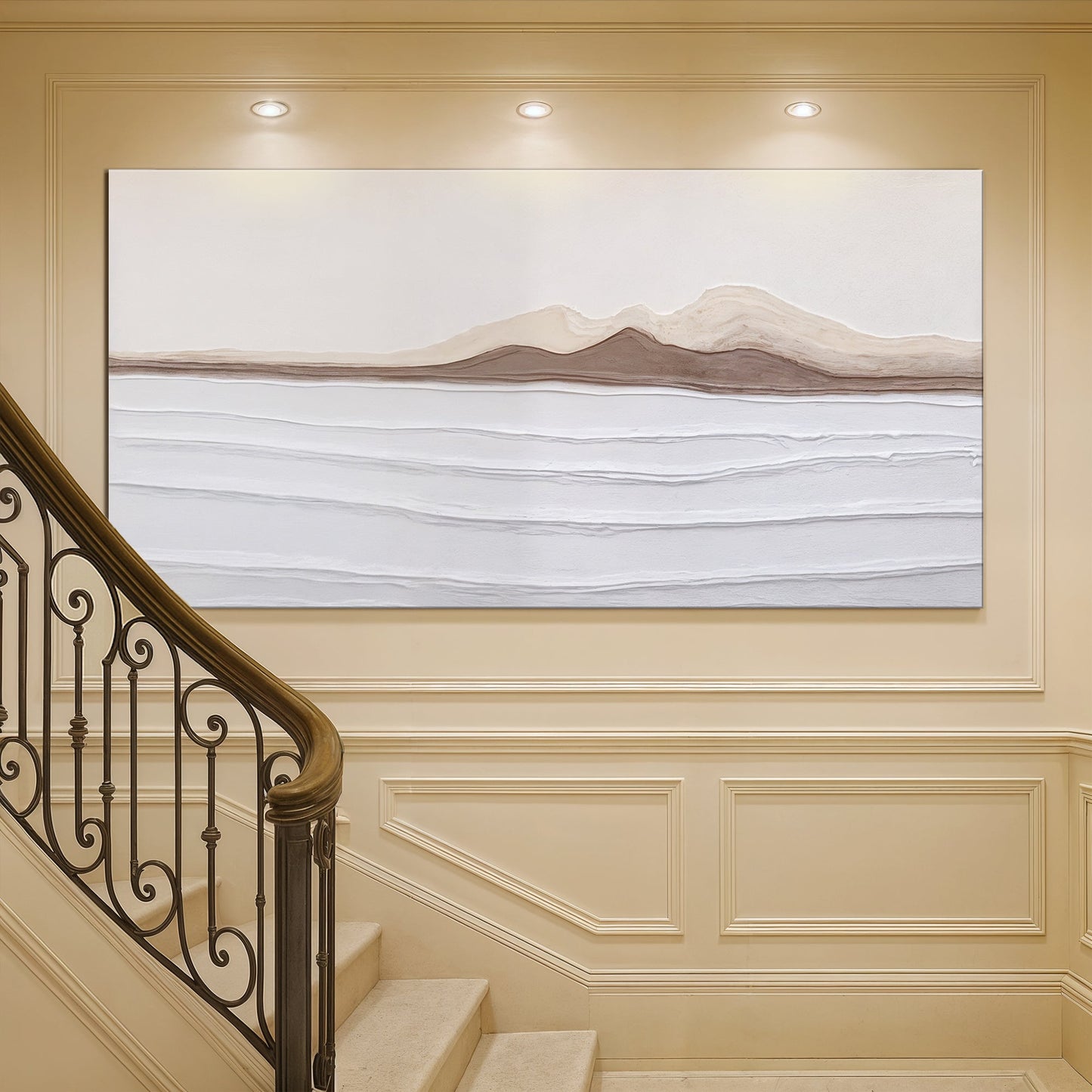 Earth Tone Abstract Wall Art canvas by Tailored Canvases; beige brown mountain landscape on Tampa Home & Garden Store