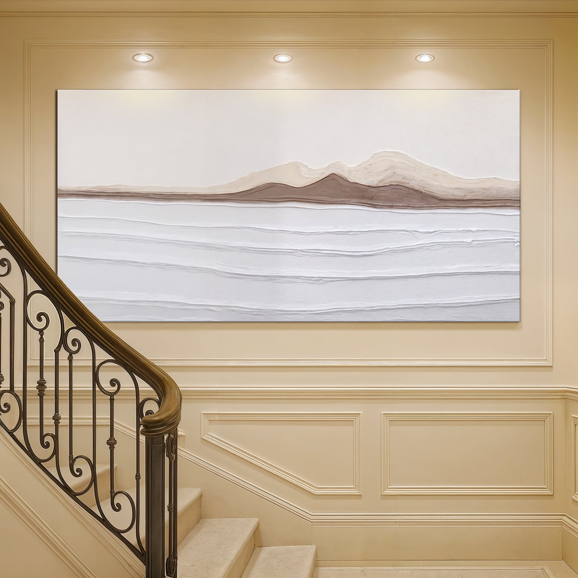 Earth Tone Abstract Wall Art canvas by Tailored Canvases; beige brown mountain landscape on Tampa Home & Garden Store