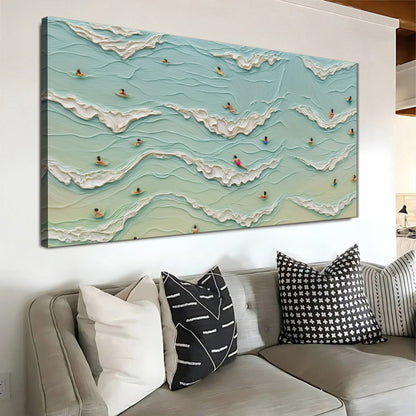Beach Days Wall Art II canvas with turquoise ocean and surfers on Tampa Home & Garden Store