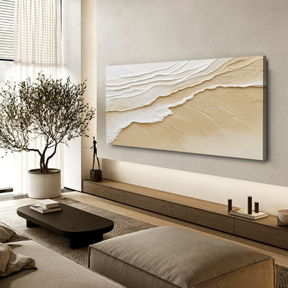 Neutral Ocean Waves Wall Art canvas by Tailored Canvases beige tones for modern decor on Tampa Home & Garden Store