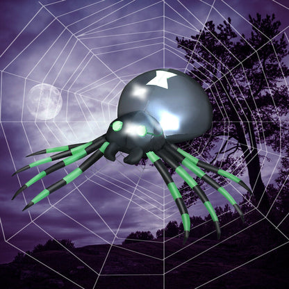 6 Feet Halloween Inflatable Spider DirectDeals, black body with green legs, inflatable decor on Tampa Home & Garden Store