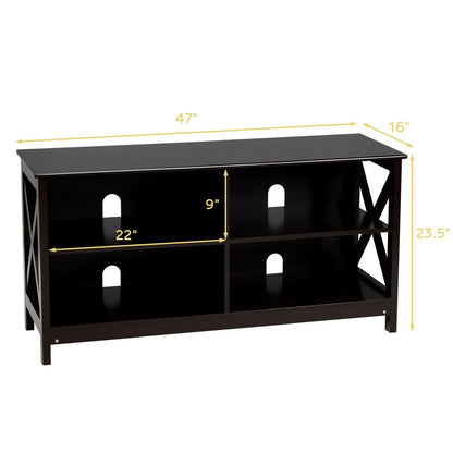 Wooden TV Stand for 55 TV with X Shaped Frame