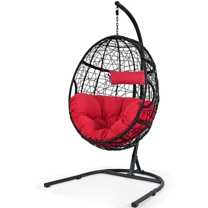 Hanging Cushioned Hammock Chair with Stand -Gray