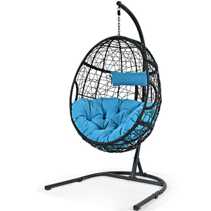 Hanging Cushioned Hammock Chair with Stand -Gray