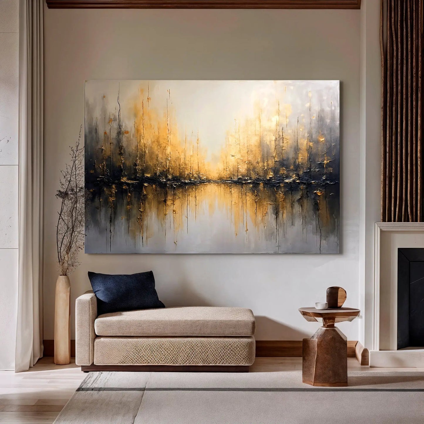 Golden Reflections Abstract Wall Art canvas with gold and gray tones Tailored Canvases on Tampa Home & Garden Store