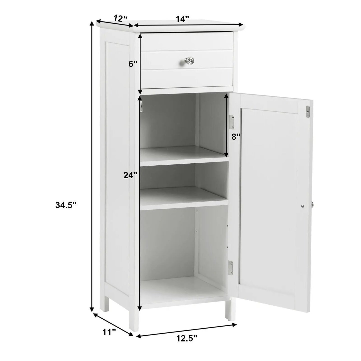 Wooden Bathroom Floor Storage Cabinet With Drawer