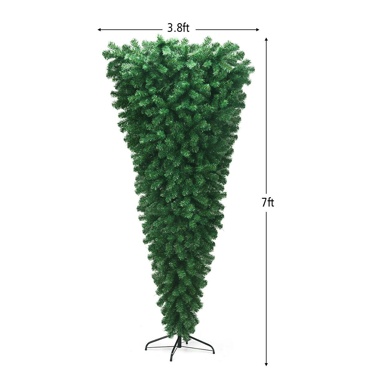 7 ft Upside-Down Unlit Tree DirectDeals, green needles on metal stand on Tampa Home & Garden Store