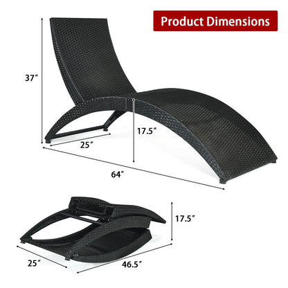 Tumbona plegable de mimbre para patio con cojín - Rojo