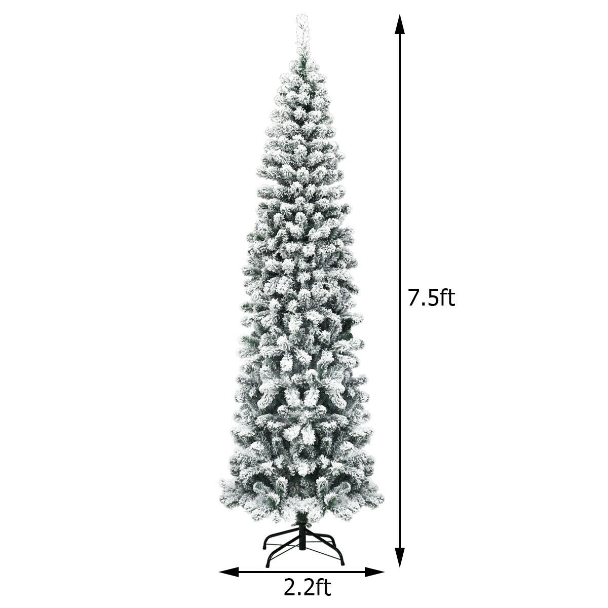 7.5ft unlit hinged snow-flocked artificial pencil Christmas tree, 641 tips, DirectDeals on Tampa Home & Garden Store