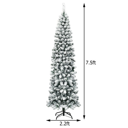 7.5ft unlit hinged snow-flocked artificial pencil Christmas tree, 641 tips, DirectDeals on Tampa Home & Garden Store