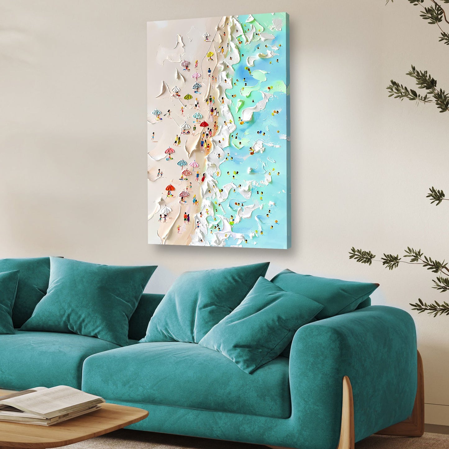 Beachfront Painting Coastal Wall Art canvas by Tailored Canvases; sand and turquoise water on Tampa Home & Garden Store