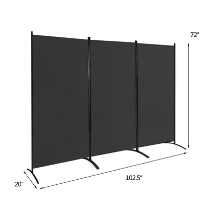 Separador de ambientes de 3 paneles, pantalla plegable para privacidad en la oficina - Negro