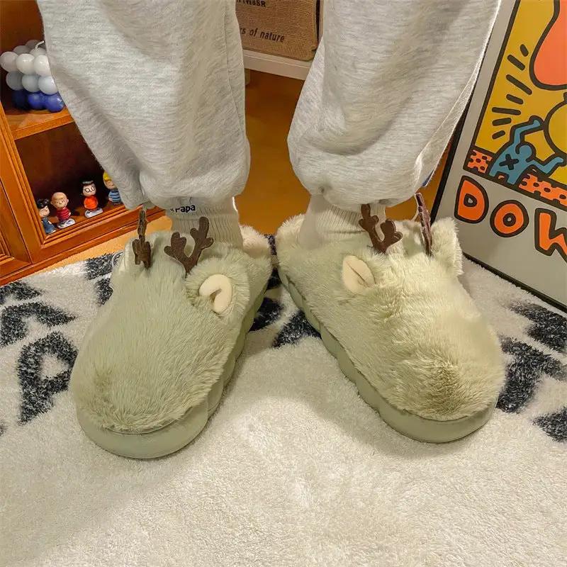 White Fuzzy Slippers for Women Memory Foam Indoor