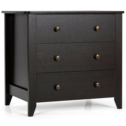 3 Drawer Dresser Chest of Drawers Bedside Table-White