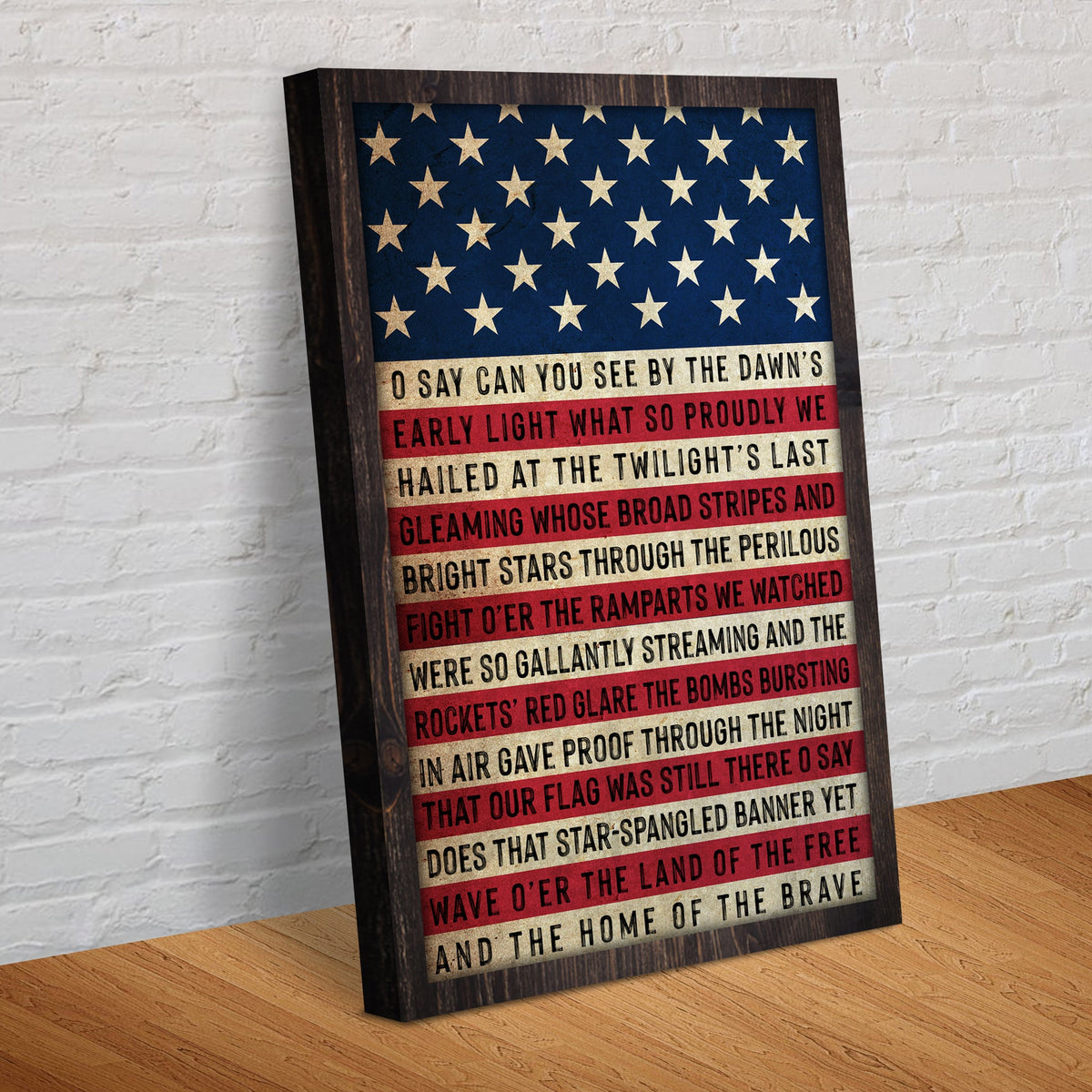 American Anthem Sign II canvas by Tailored Canvases with US flag motif, field and white stars on Tampa Home & Garden Store