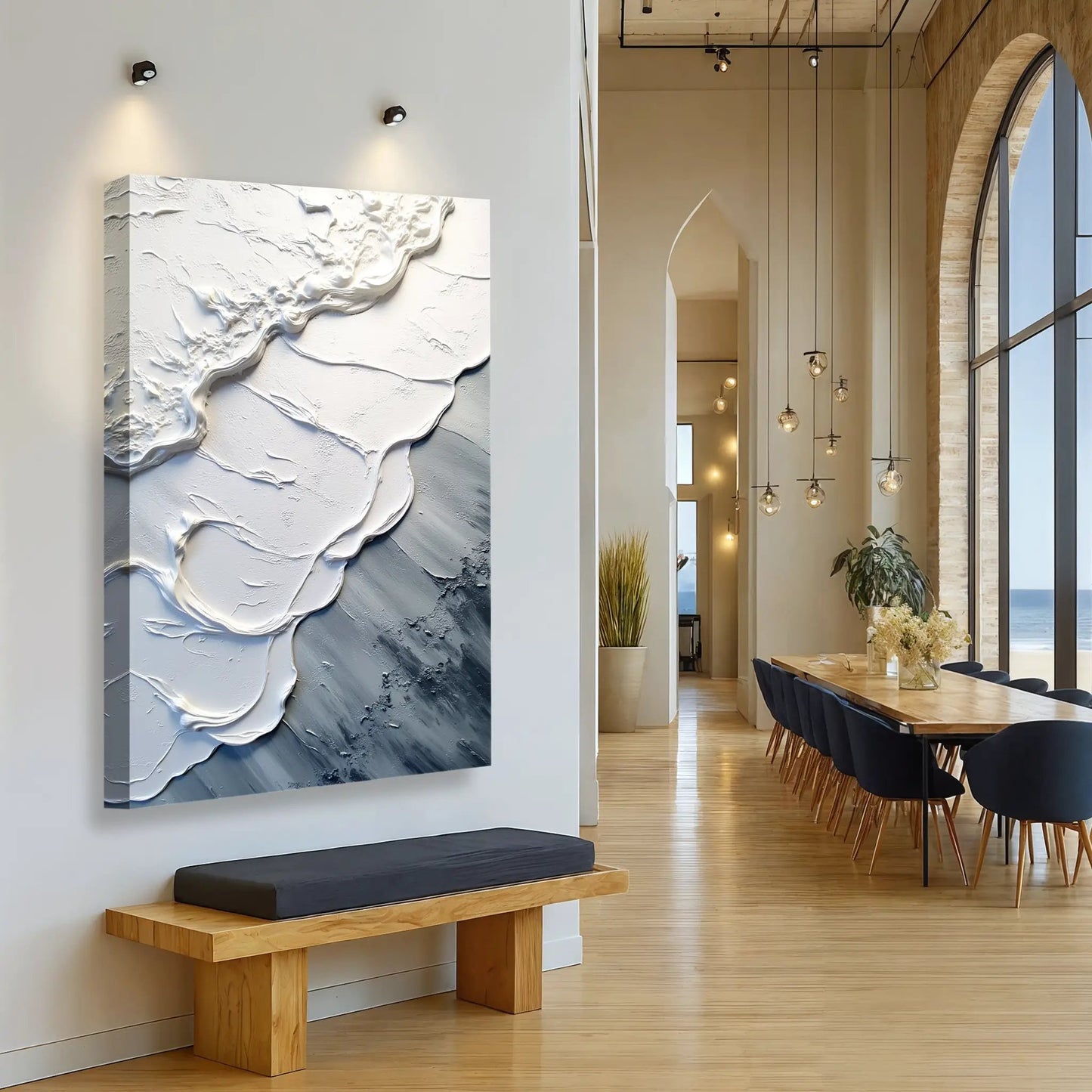 Abstract Wave Wall Art II canvas Tailored Canvases white-gray textured relief crafting canvas on Tampa Home & Garden Store