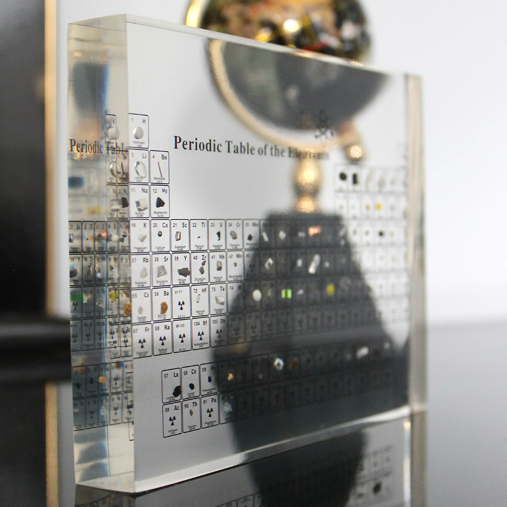 LED Periodic Table Element Display Moktan Sabai; reflective metal plaque with element grid on Tampa Home & Garden Store
