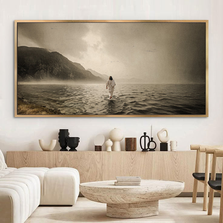 Walking On Water Faith Wall Art V Crafting Canvas by Tailored Canvases, sepia lake scene on Tampa Home & Garden Store
