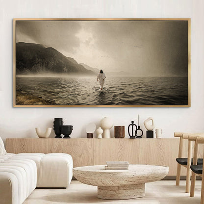 Walking On Water Faith Wall Art V Crafting Canvas by Tailored Canvases, sepia lake scene on Tampa Home & Garden Store