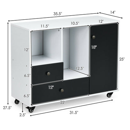 Archivador móvil lateral con 2 cajones - Negro