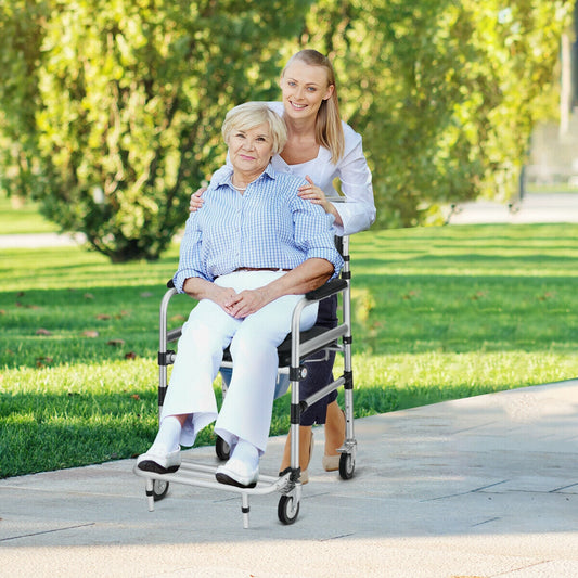2-in-1 Aluminum Commode Shower Wheelchair with Locking Casters - Tampa Home & Garden Store