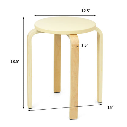 Set of 4 Bentwood Round Stool Stackable Dining Chairs with Padded Seat