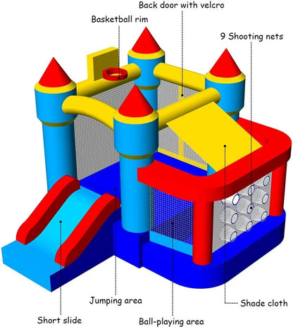 Castle Slide Inflatable Bounce House and Ball Pit