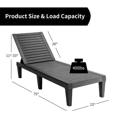 Sillón reclinable de exterior con respaldo ajustable en 5 posiciones - Negro