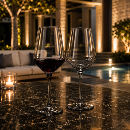 Smoke Grey Stemmed Wine Glasses Set Of Two
