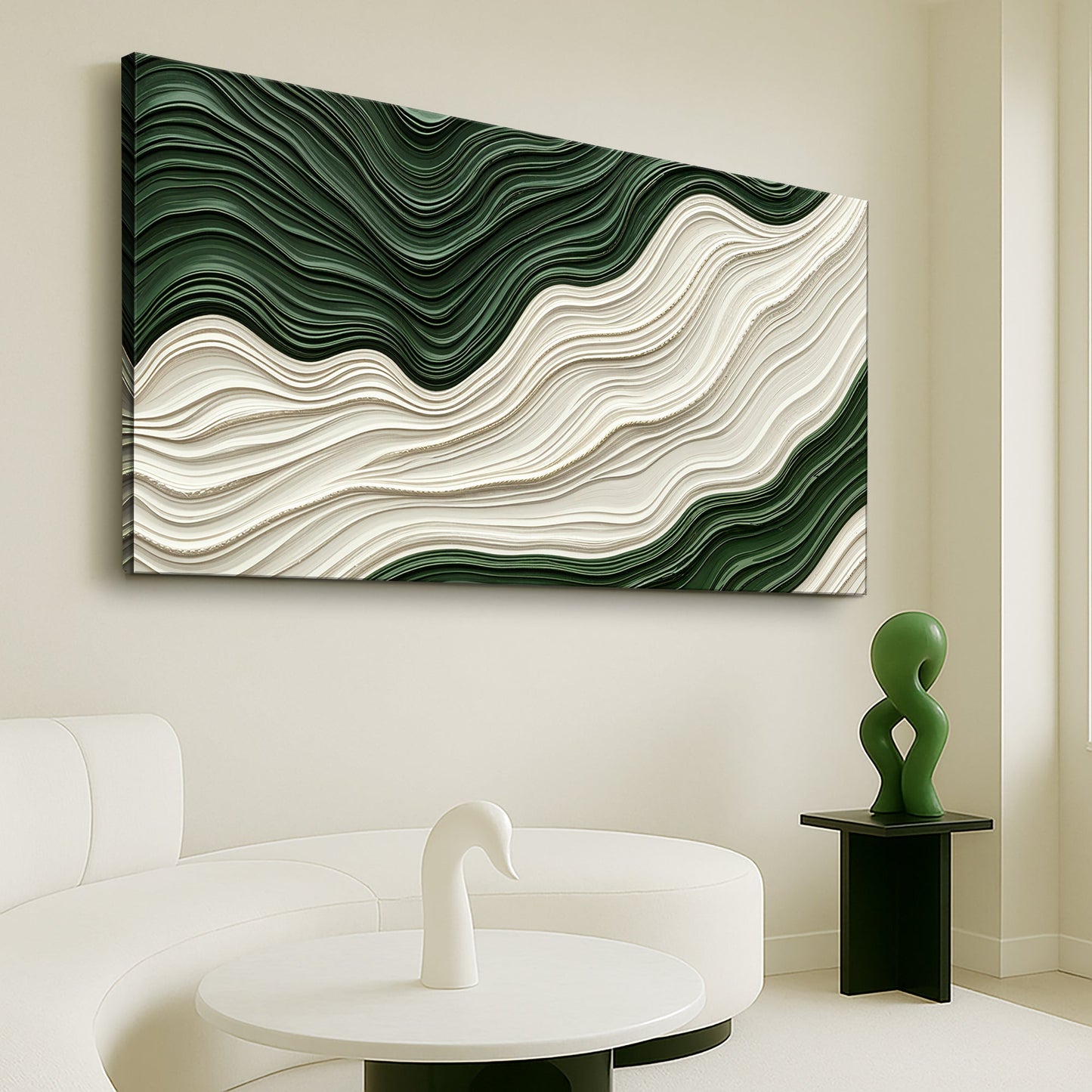 Green Rivers Abstract Wall Art VIII canvas green and white waves by Tailored Canvases on Tampa Home & Garden Store
