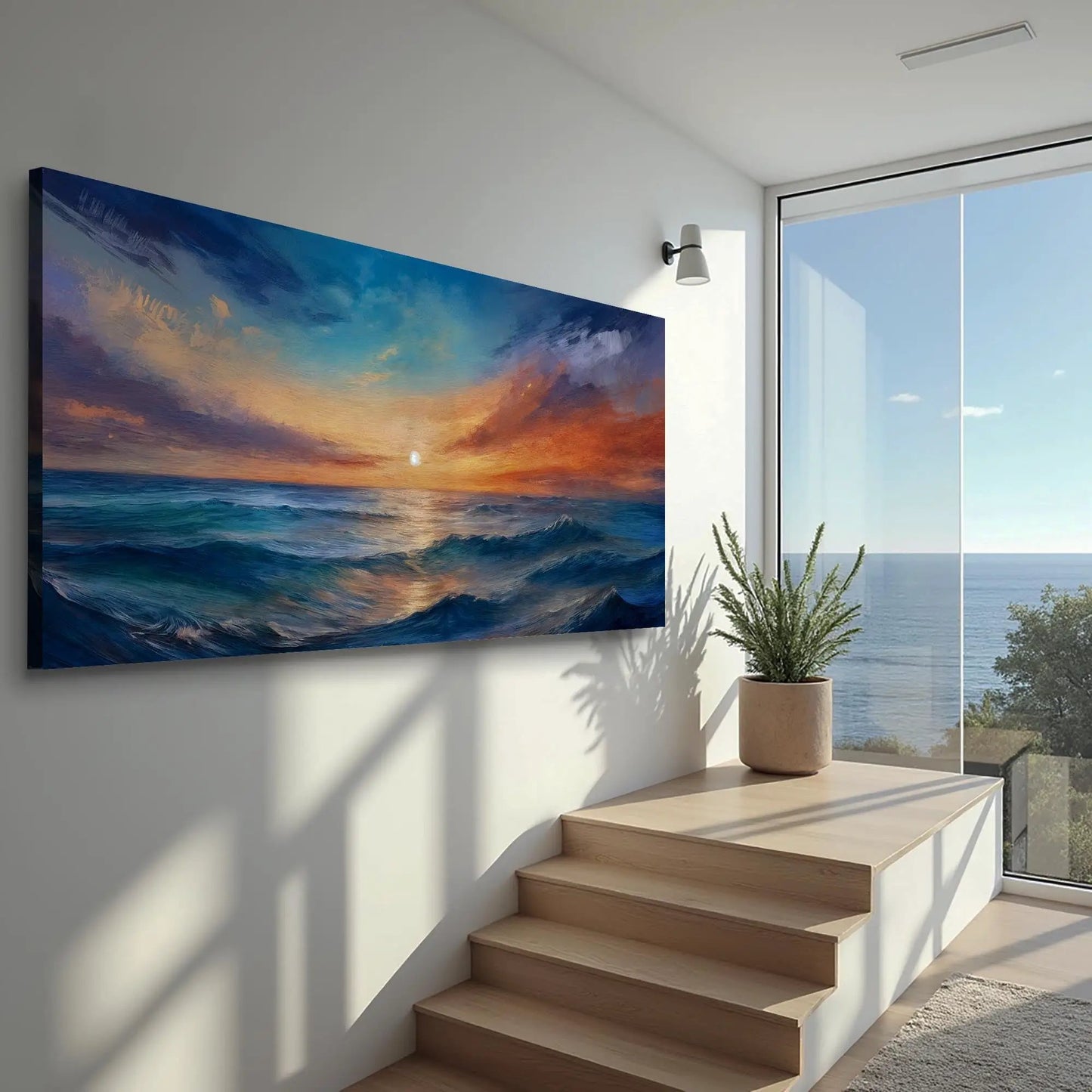 Waterscape Abstract Wall Art XIII canvas by Tailored Canvases featuring ocean sunset blues on Tampa Home & Garden Store