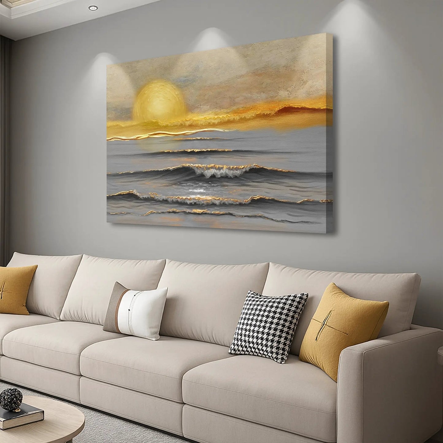 Golden Horizon Calm Wall Art canvas by Tailored Canvases, warm sunset seascape on Tampa Home & Garden Store