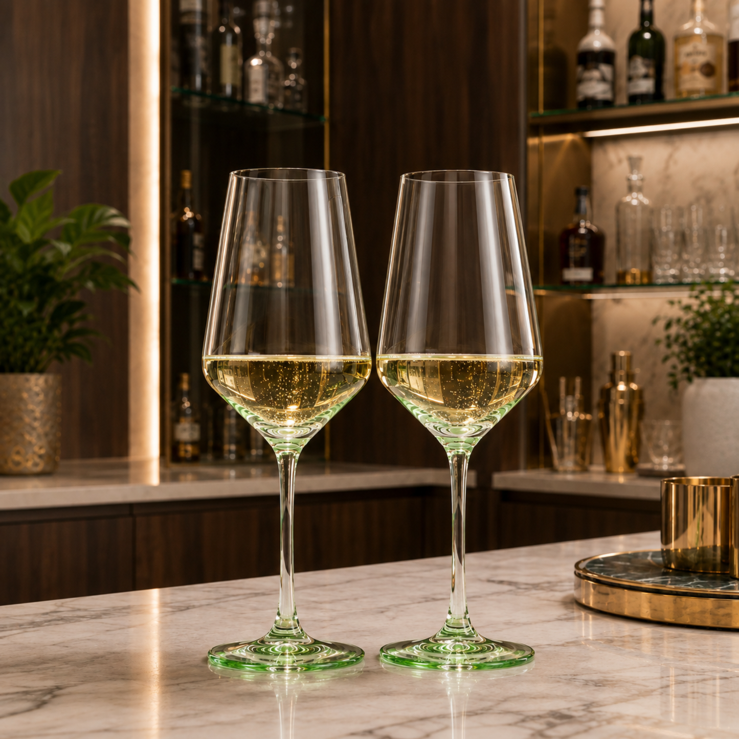 Monet Green Stemmed Wine Glassware Set of Two