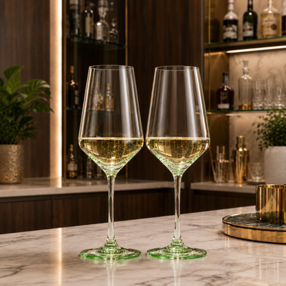 Monet Green Stemmed Wine Glassware Set of Two