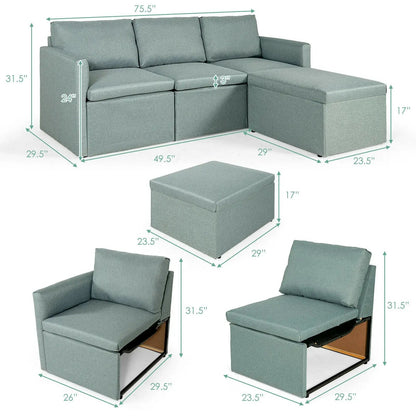 Convertible L-Shaped Sofa with Reversible Chaise