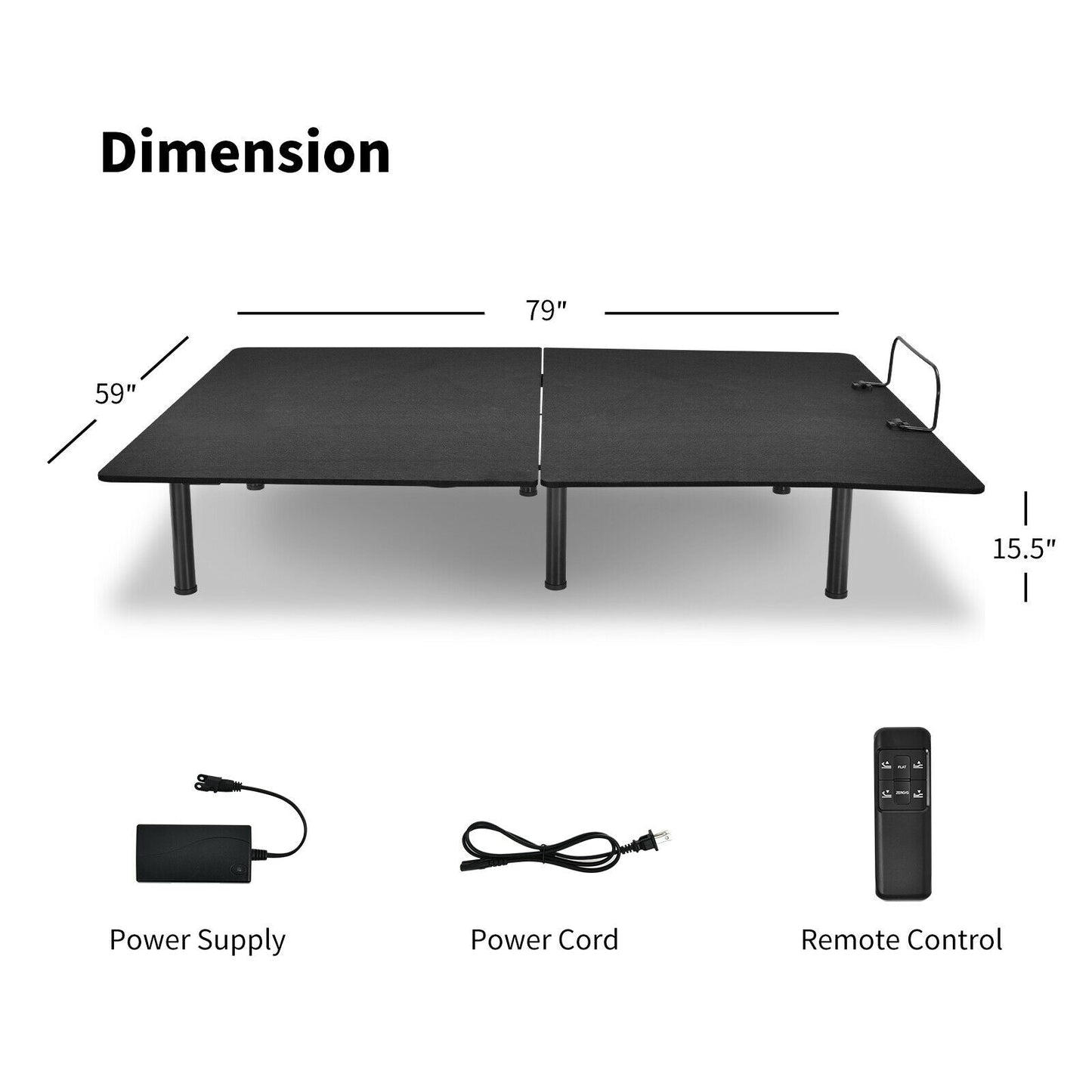 Base de cama ajustable tamaño queen con control remoto inalámbrico