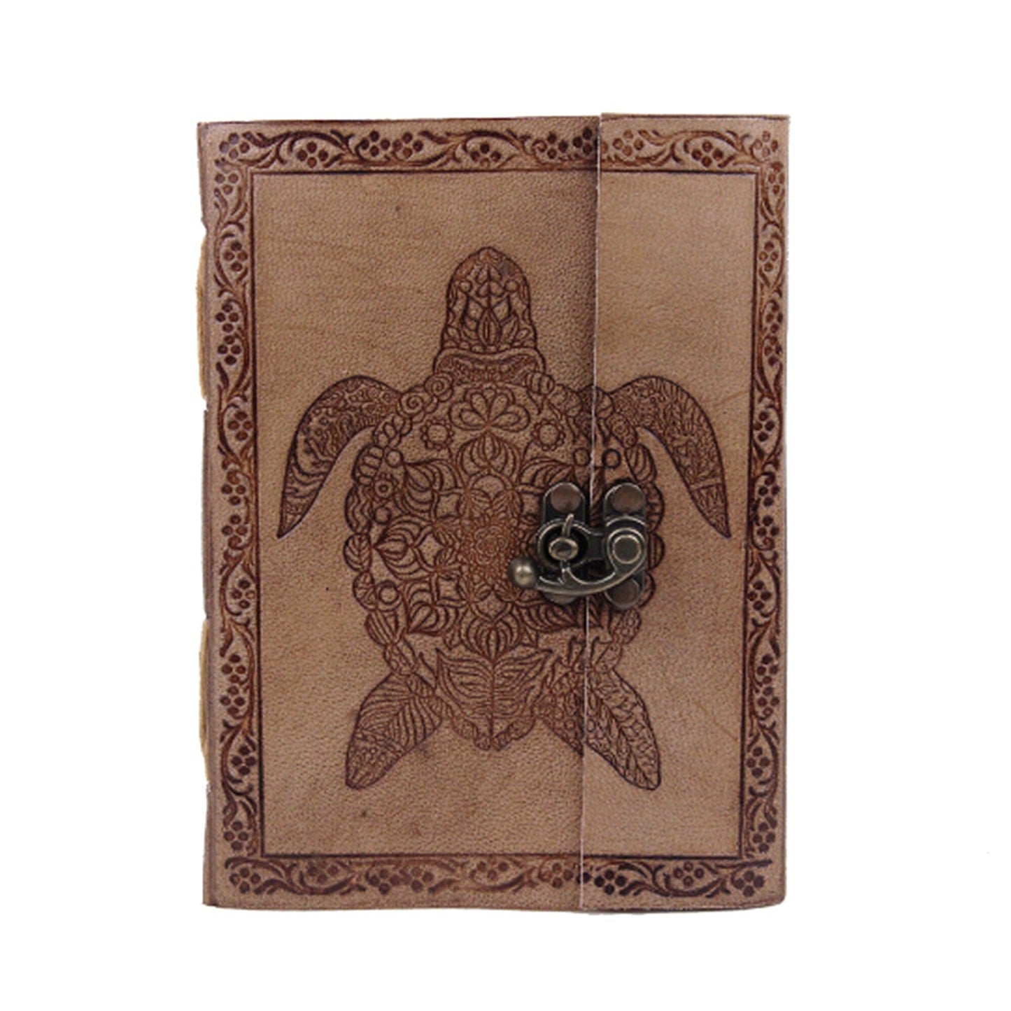 The Turtle Notebook leather journal with embossed turtle motif by Classy Leather Bags on Tampa Home & Garden Store