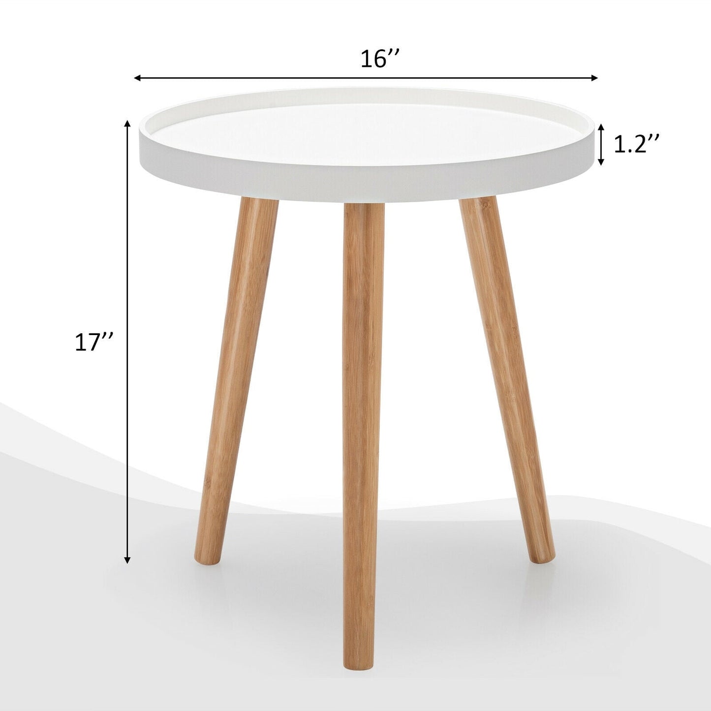 Mesa de centro redonda con bandeja de madera