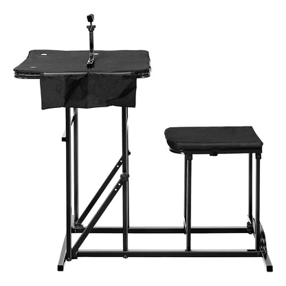 GemGear foldable shooting bench with adjustable-height table and matching stool, black steel frame on Tampa Home & Garden Store