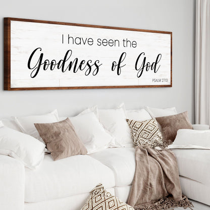 Canvas faith sign Tailored Canvases white wood with black script Psalm 27:13 Goodness of God on Tampa Home & Garden Store
