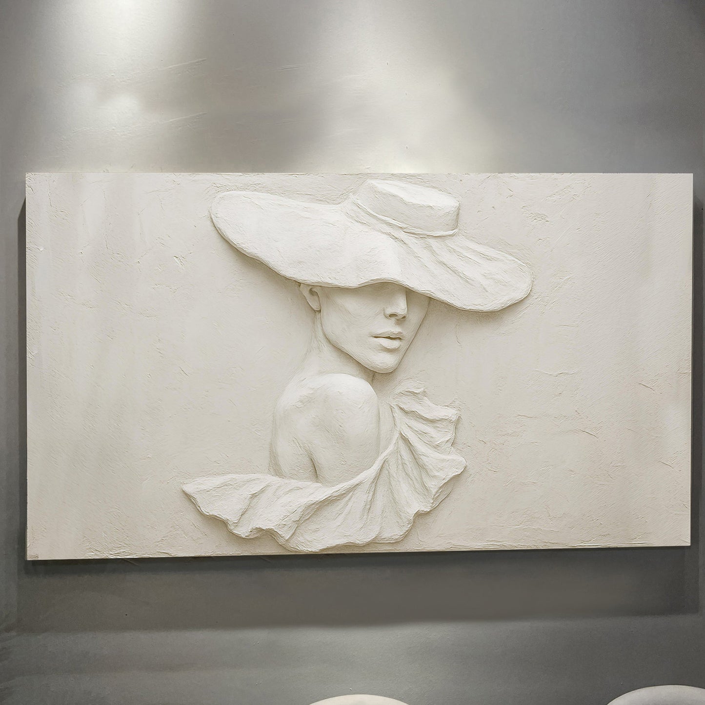 3D Minimalist Female Portrait Canvas with white relief Tailored Canvases crafting canvas on Tampa Home & Garden Store