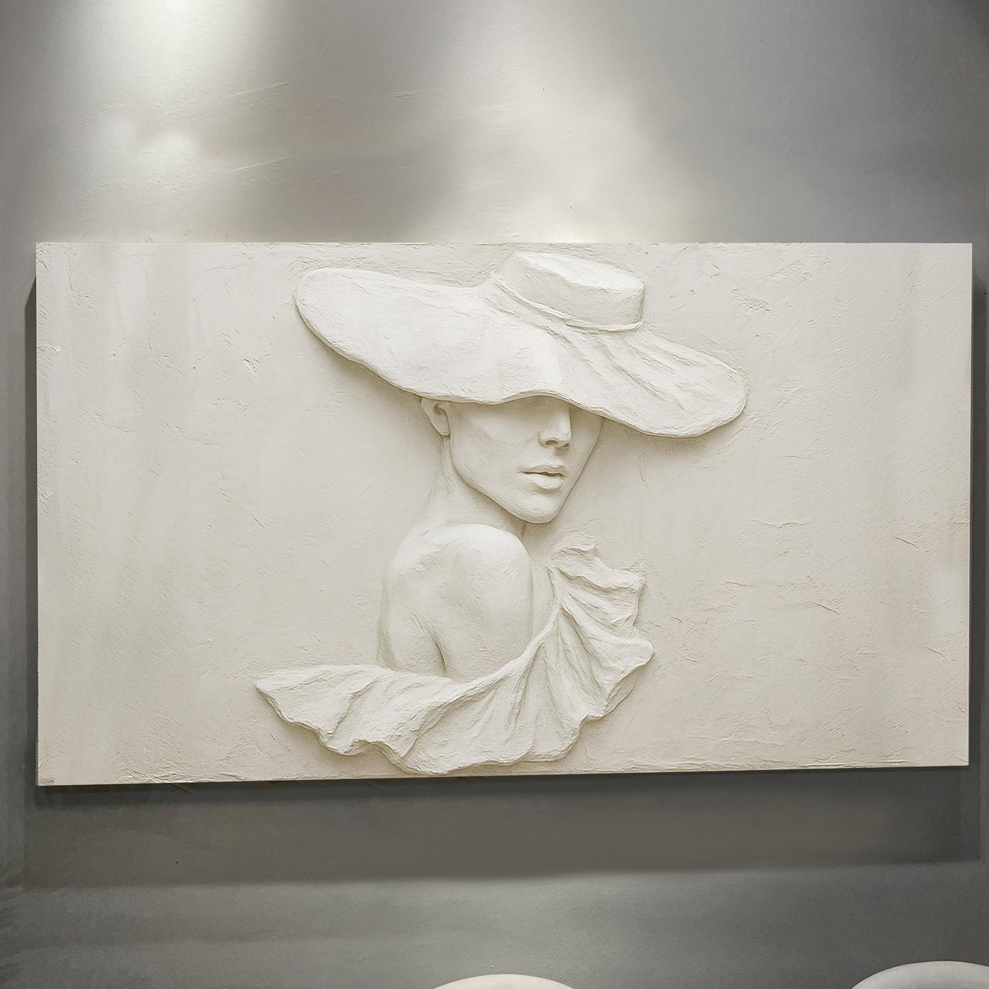 3D Minimalist Female Portrait Canvas with white relief Tailored Canvases crafting canvas on Tampa Home & Garden Store