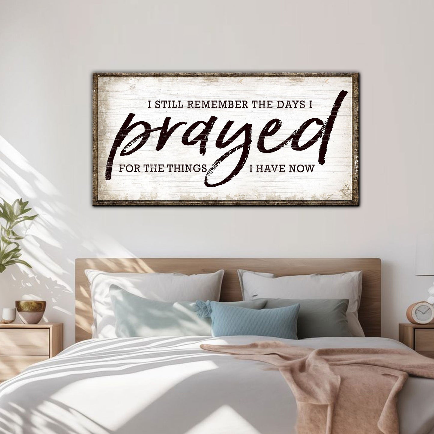 Tailored Canvases canvas sign I Still Remember The Days I Prayed in a white wood frame on Tampa Home & Garden Store