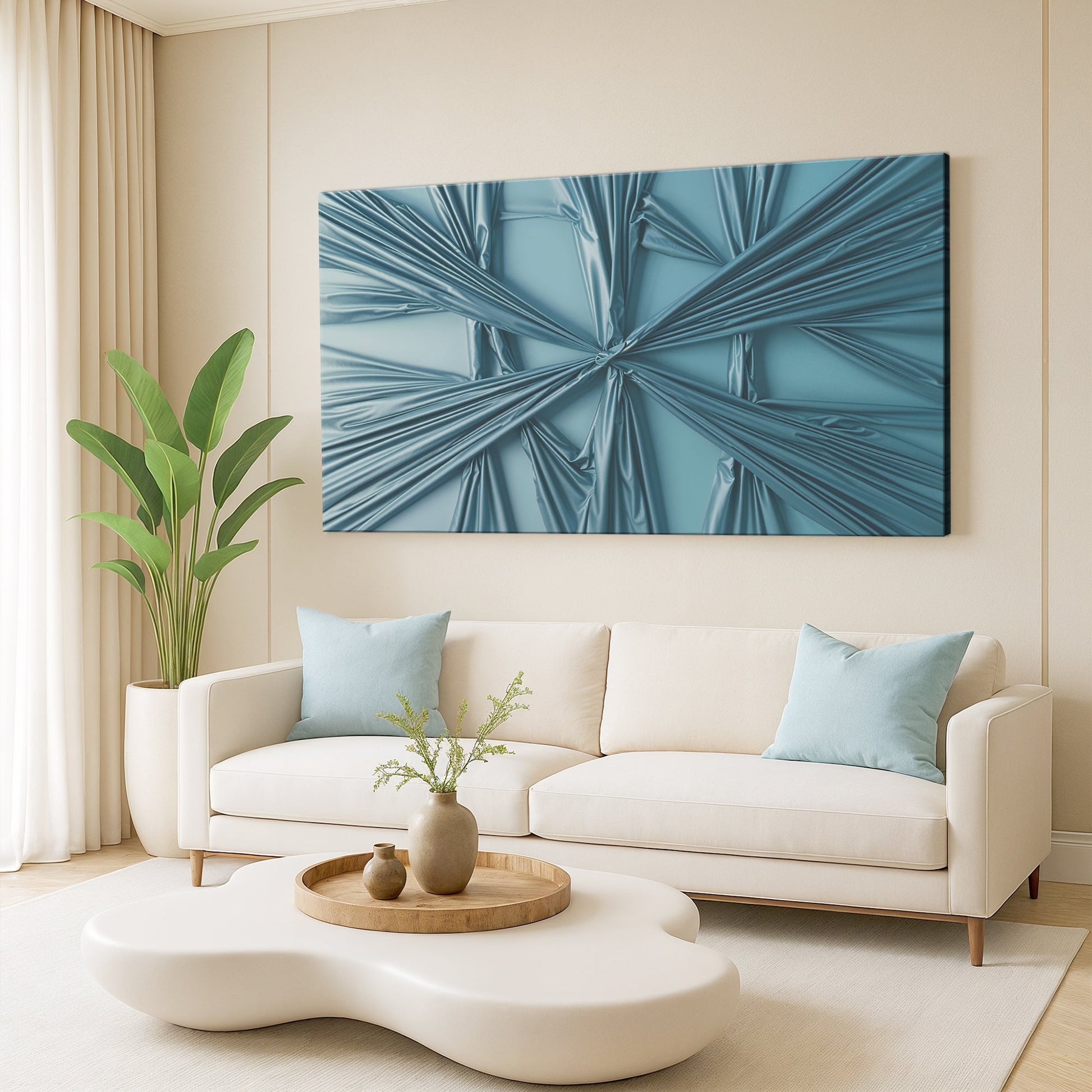 Modern Abstract Minimalist Wall Art V canvas by Tailored Canvases in blue abstract shapes on Tampa Home & Garden Store